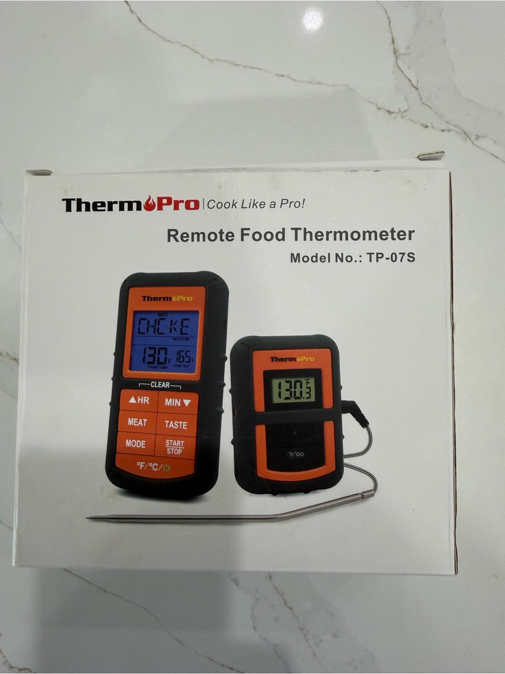 Remote Food Thermometer TP-07S - Orange/Black